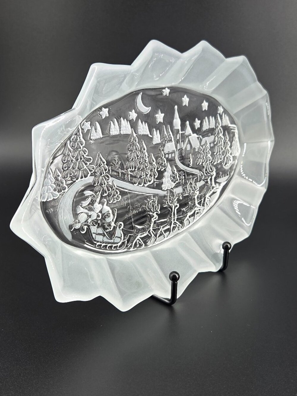 Mikasa Silent Night Crystal Platter Frosted Starburst Rim 12"